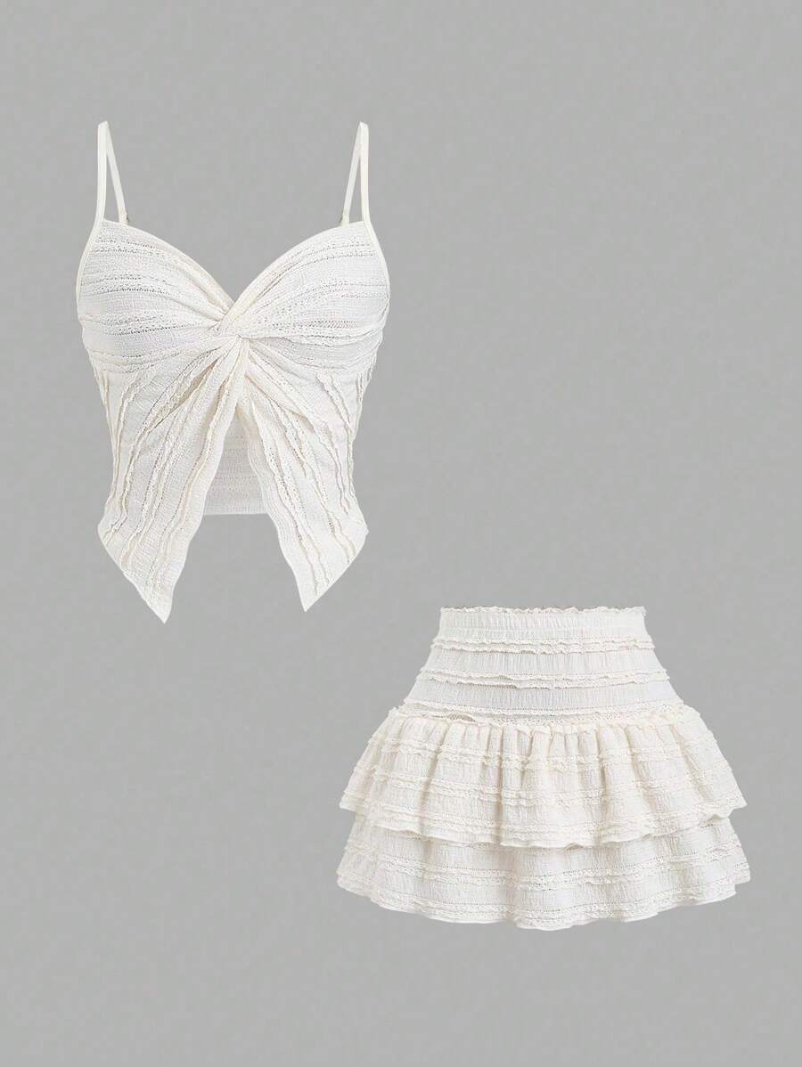 Conjunto Crop Top y Falda Midi Dos Piezas